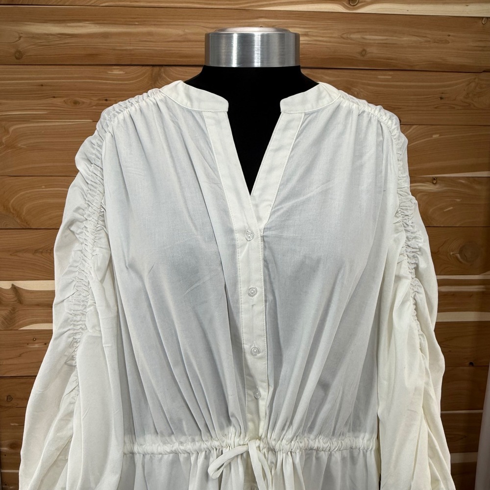 ASTR Nordstrom White Dress Ruffle Hem Drawstring Waist Long Sleeve Size: XL - Picture 9 of 9